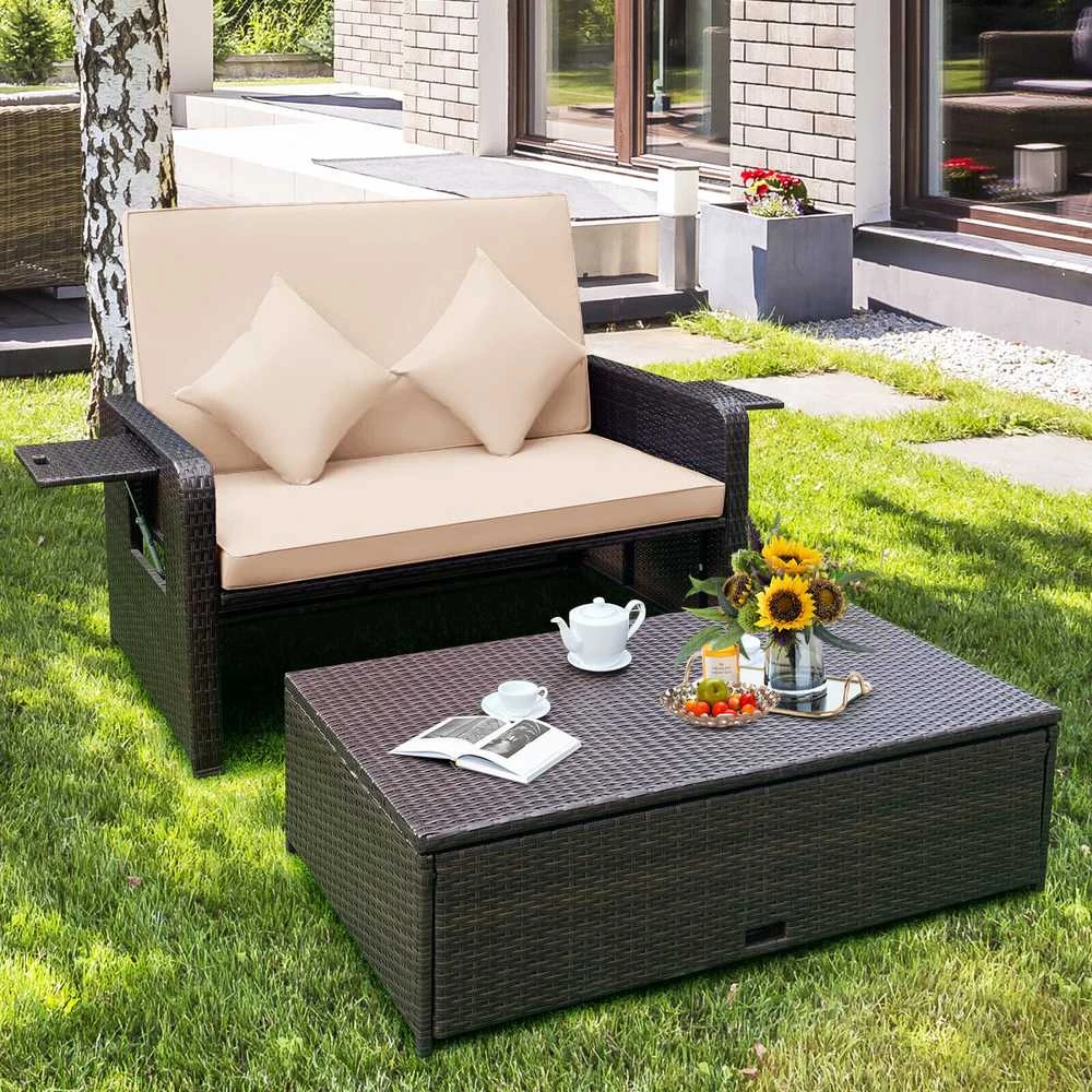 Promotions Sodo poilsio kėdžių komplektas, 124x67x36 cm, rudas