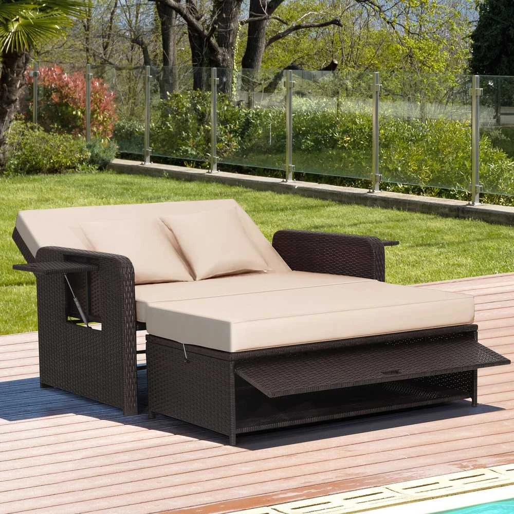 Promotions Sodo poilsio kėdžių komplektas, 124x67x36 cm, rudas