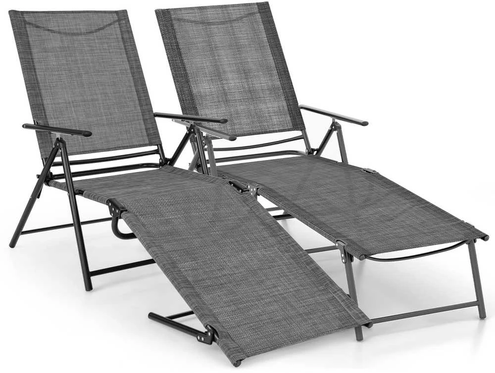 Promotions Sulankstomos terasos poilsio kėdės, 155x63,5x65 cm, pilkos spalvos