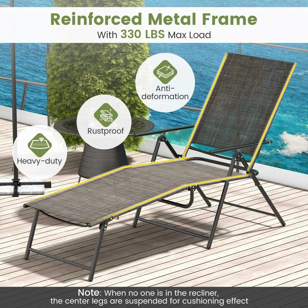 Promotions Sulankstomi lauko gultai, 155x63,5x64,8 cm, Kavos spalvos