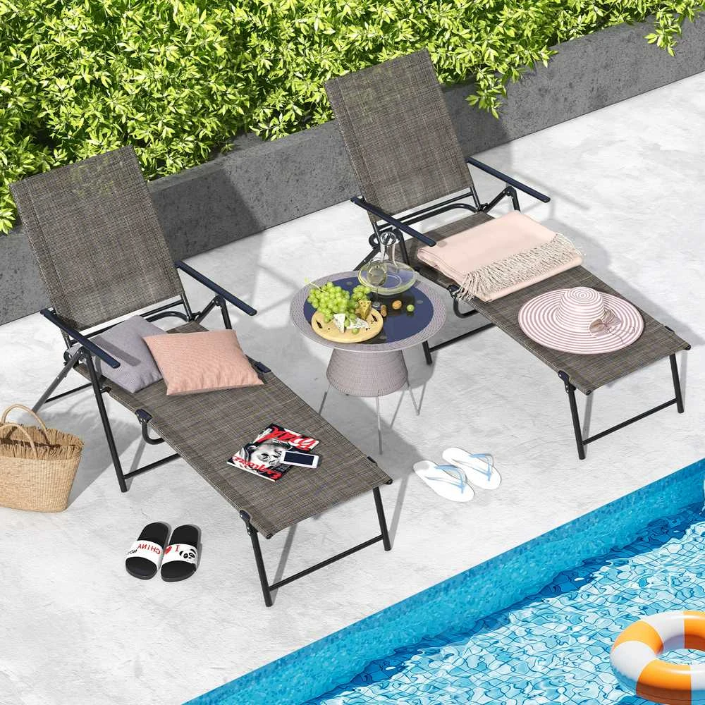 Promotions Sulankstomi lauko gultai, 155x63,5x64,8 cm, Kavos spalvos