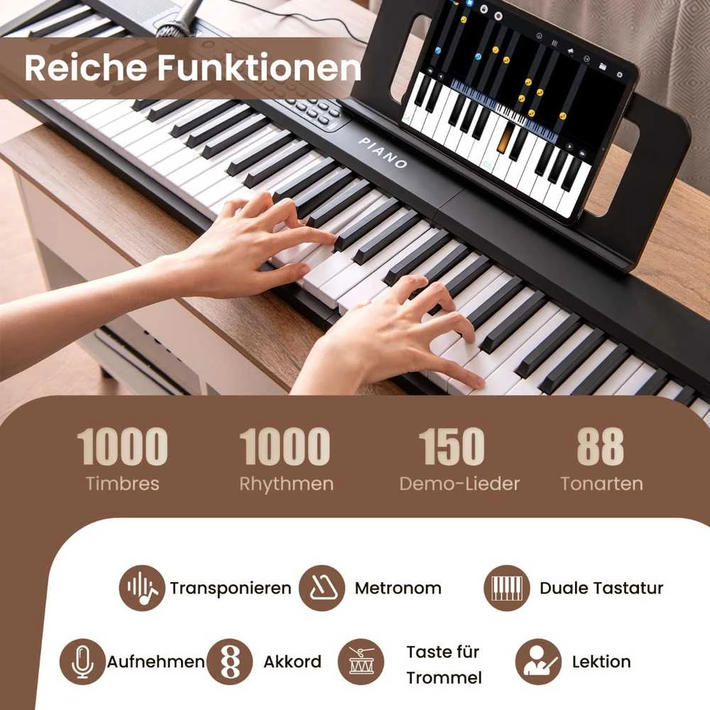 Promotions Skaitmeninis pianino klaviatūra, 88 klavišai, 128x23x6 cm, juoda
