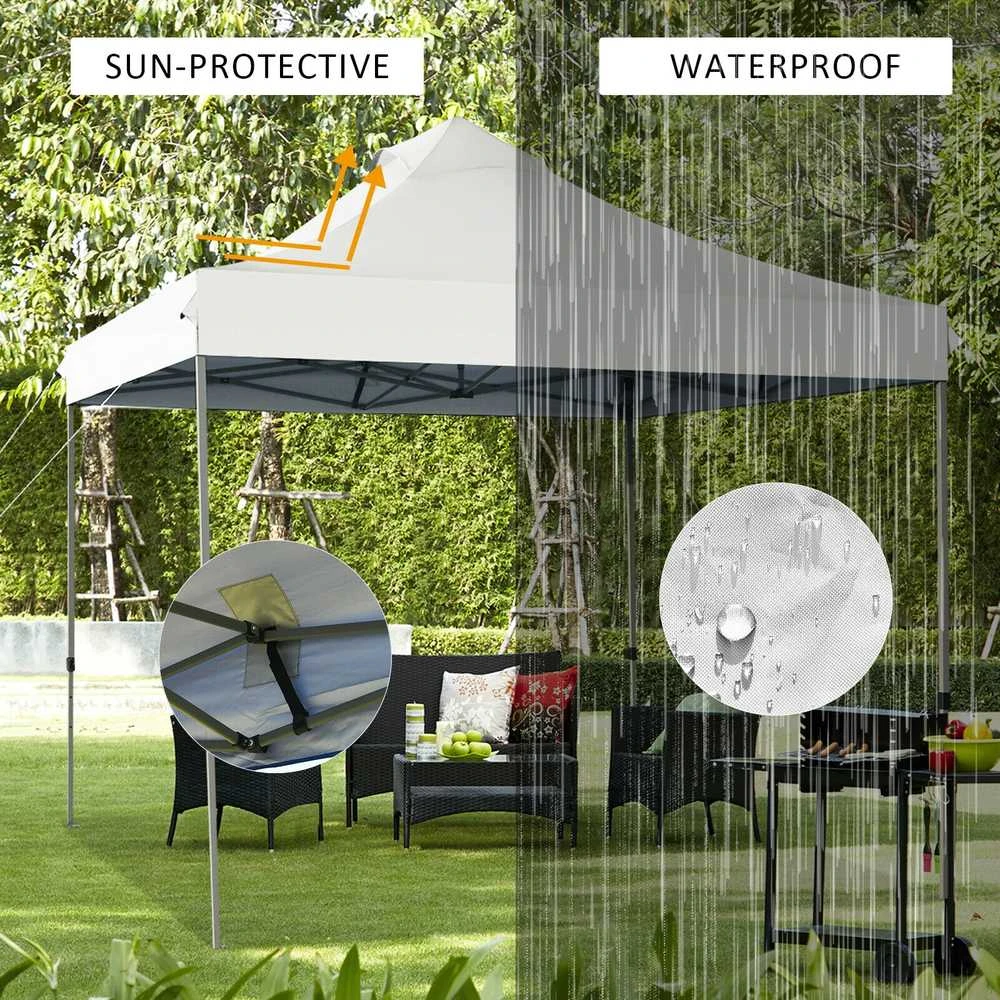 Promotions Sulankstomas palapinės stogelis, 300D Oksfordo audinys ir plienas, 305x305x305 cm, baltas