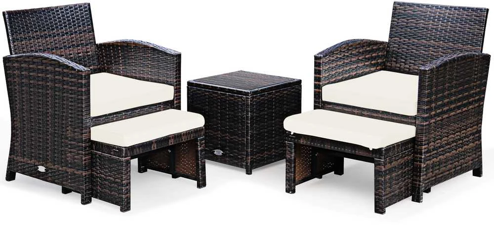 Lauko baldų komplektas Promotions Sodo baldų komplektas, rotangas, 59x53.5x77.5 cm, ruda balta