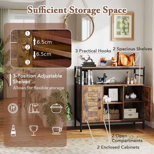 Promotions Bufeto spintelė, 84x35x80 cm, Ruda, Juoda