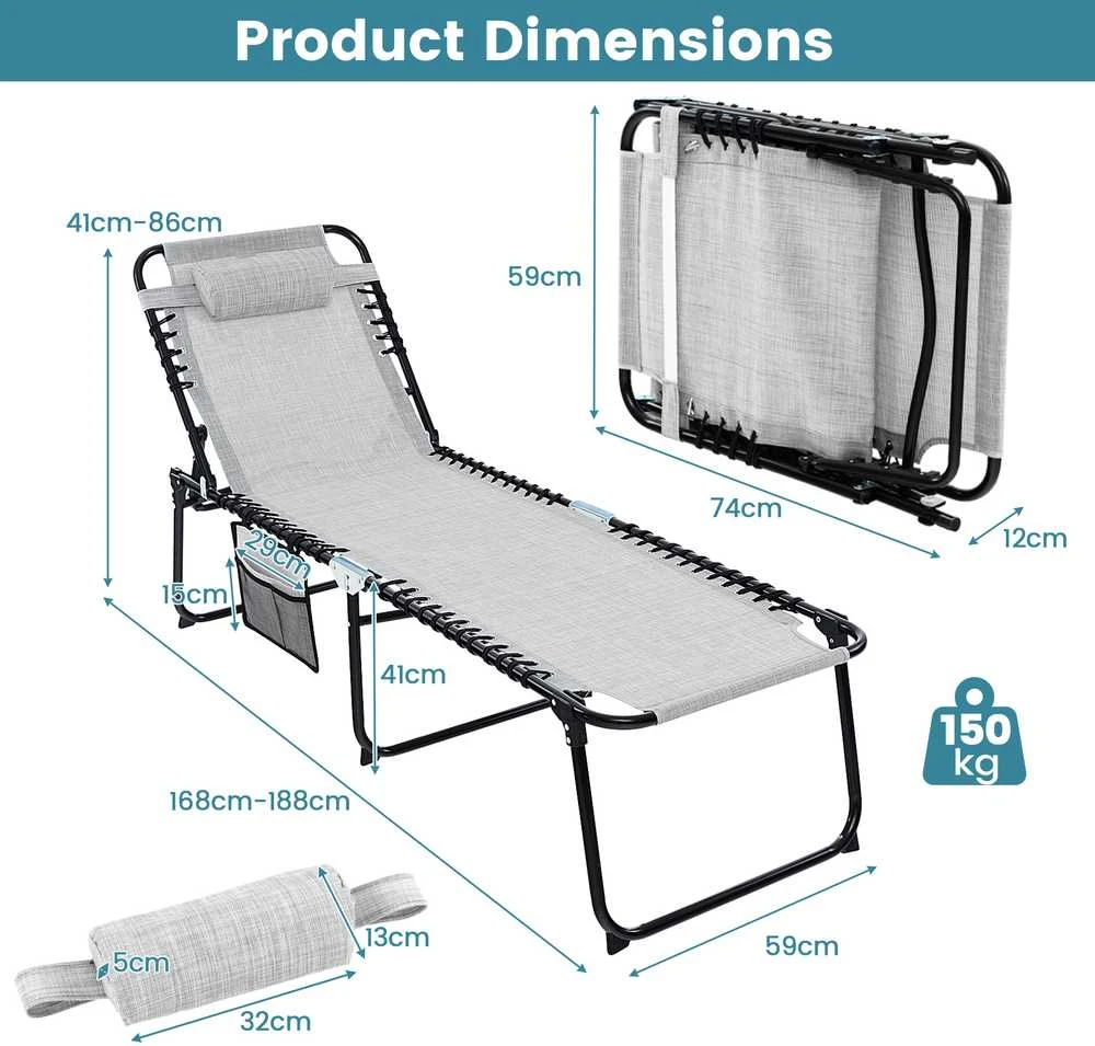 Promotions Gultas saulės vonioms, 168x69x41 cm, Pilka