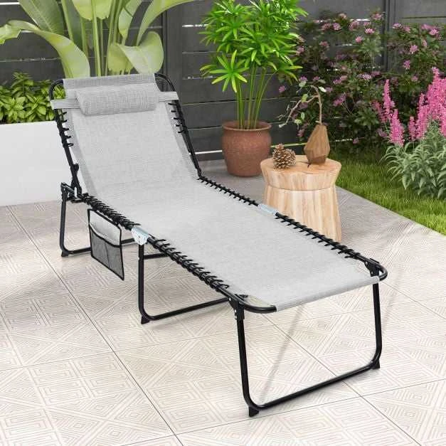 Promotions Sulankstomas saulės gultas, 168x69x41-86 cm, pilkas