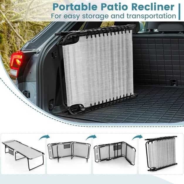 Promotions Sulankstomas saulės gultas, 168x69x41-86 cm, pilkas