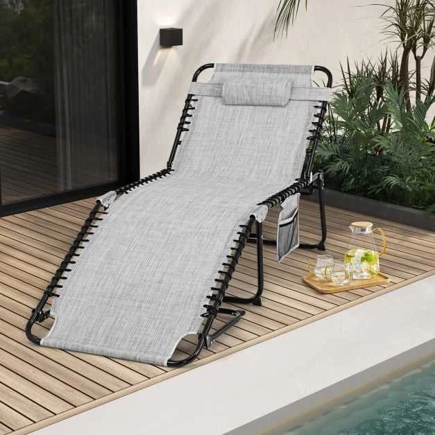 Promotions Sulankstomas saulės gultas, 168x69x41-86 cm, pilkas