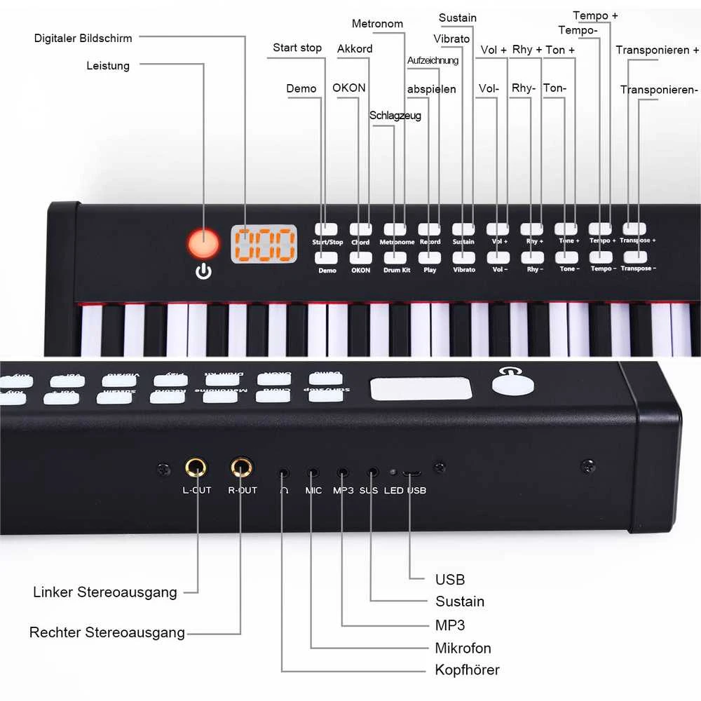 Promotions Skaitmeninis pianinas, 127x21,5x6,5 cm, juodas