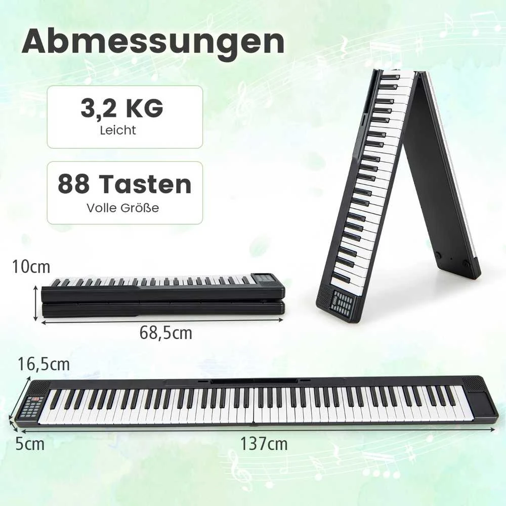 Promotions Skaitmeninis pianinas, Sulankstomas, 88 klavišai, 137x16,5x5 cm, Juoda ir balta