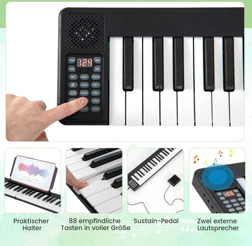 Promotions Skaitmeninis pianinas, Sulankstomas, 88 klavišai, 137x16,5x5 cm, Juoda ir balta
