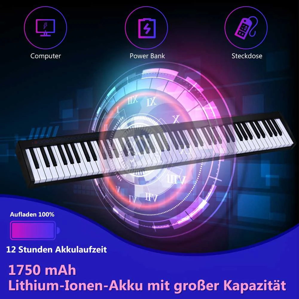 Promotions Skaitmeninės pianino klaviatūra, 126,5x18x6,5 cm, juoda