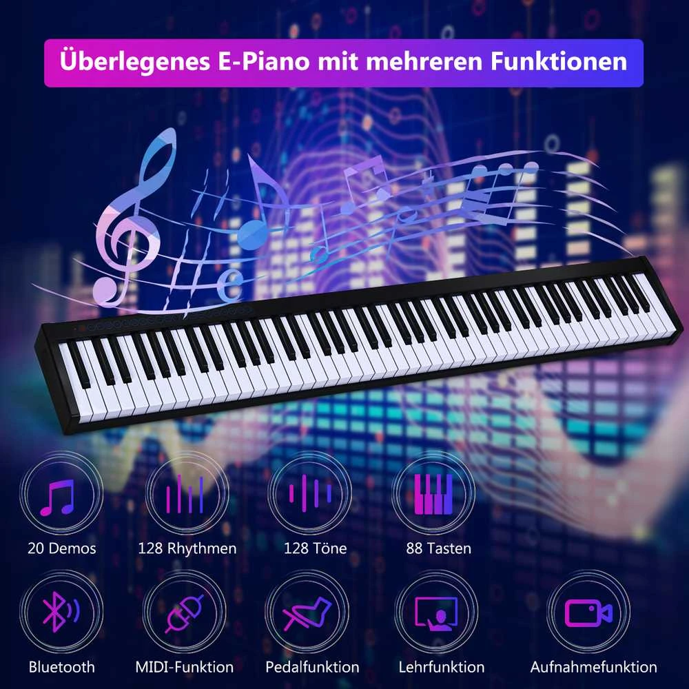 Promotions Skaitmeninės pianino klaviatūra, 126,5x18x6,5 cm, juoda