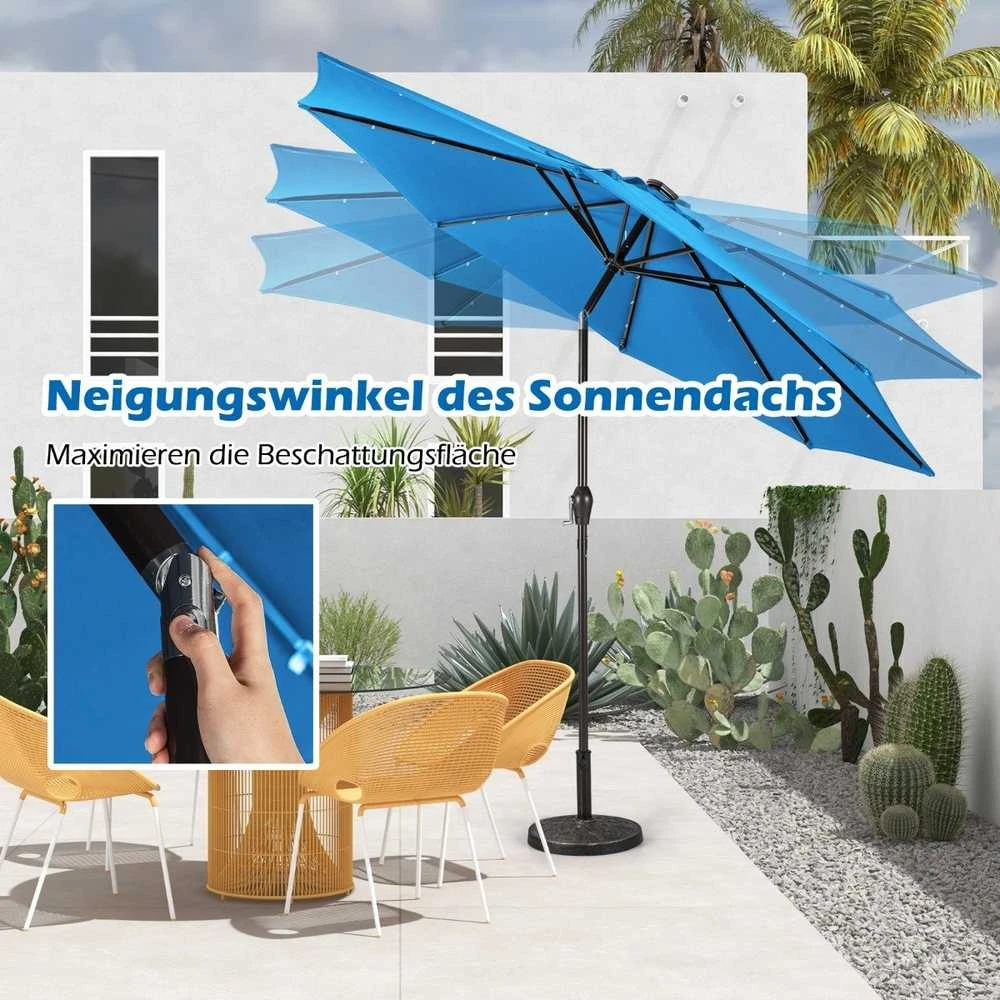 Promotions Sodo skėtis, LED saulės energija maitinamas, 300x300x250 cm, mėlynas