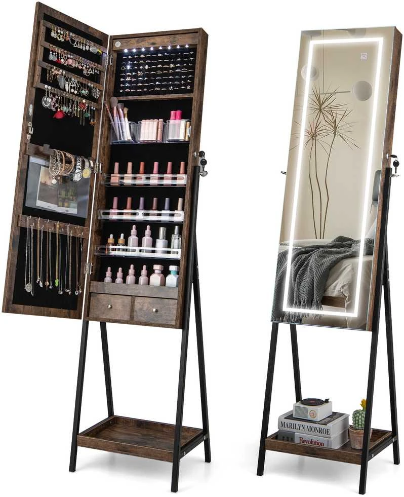 Promotions Papuošalų veidrodinė spintelė, 40,6x35,6x160 cm, Ruda