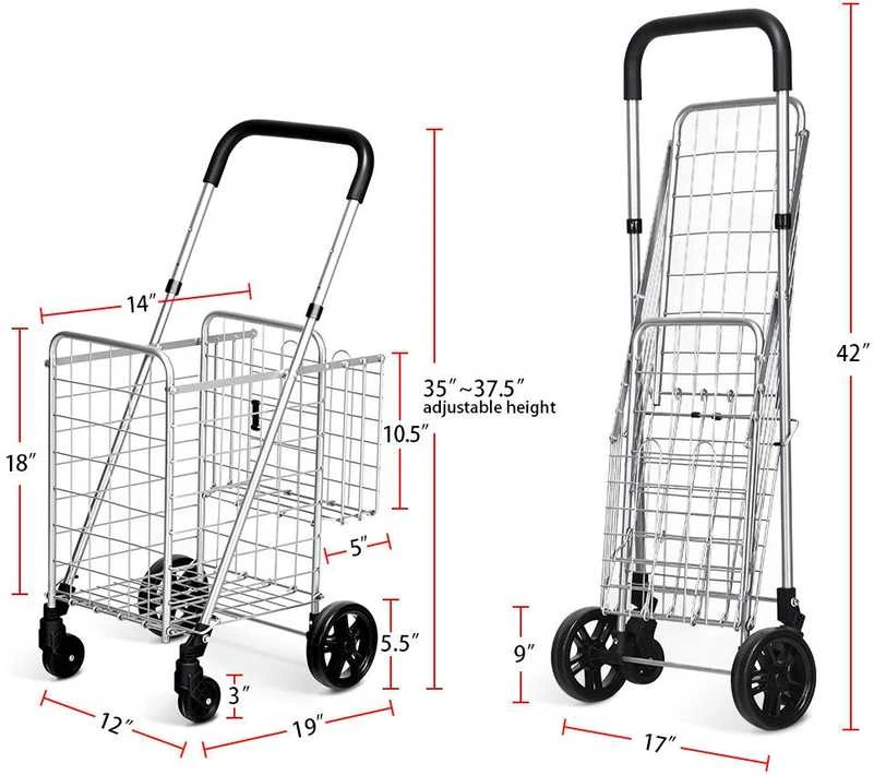 Promotions Sulankstoma prekių vežimėlis, 43.2x48.3x89-95.3 cm, Sidabrinė