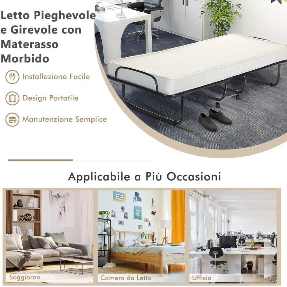 Promotions Sulankstoma lova, 190x80x39 cm, juoda balta