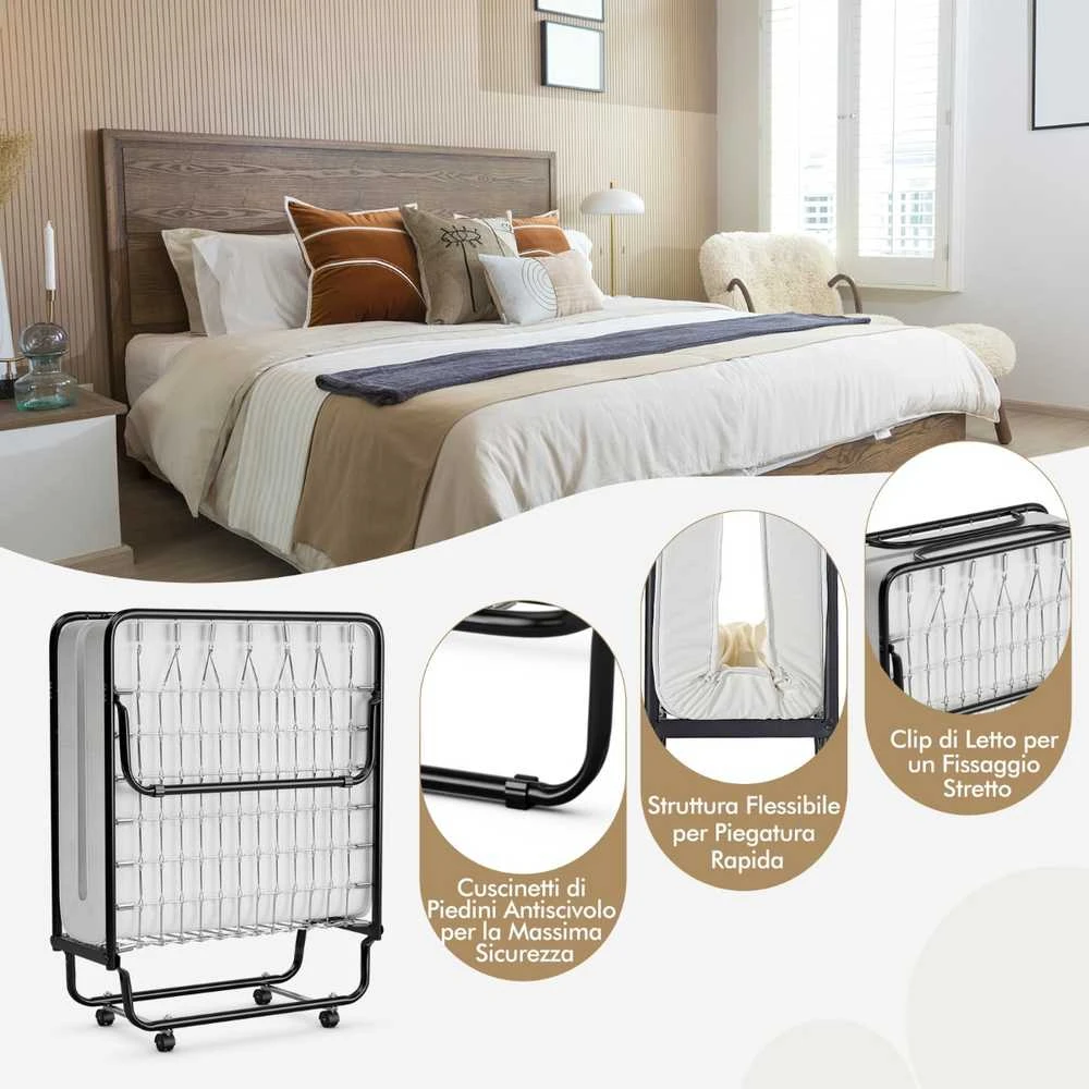 Promotions Sulankstoma lova, 190x80x39 cm, juoda balta