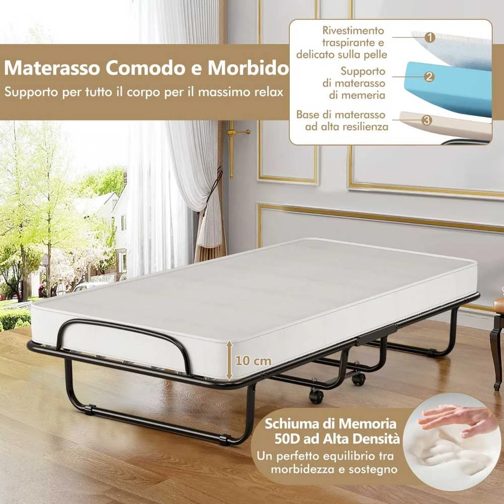 Promotions Sulankstoma lova, 190x80x39 cm, juoda balta