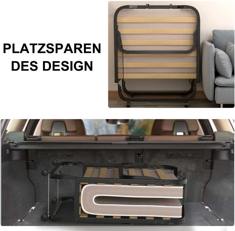 Promotions Sulankstoma lova, 200x80x40 cm, juoda, mėlyna