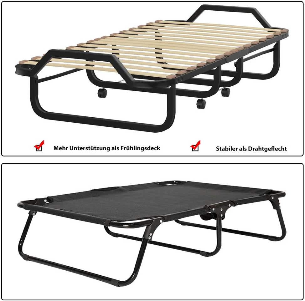 Promotions Sulankstoma lova, 200x80x40 cm, juoda, mėlyna