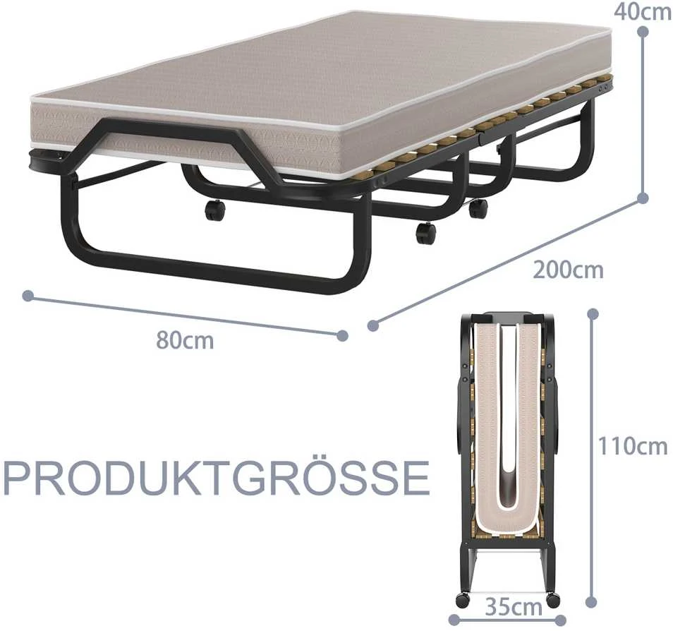 Promotions Sulankstoma lova, 200x80x40 cm, juoda, mėlyna