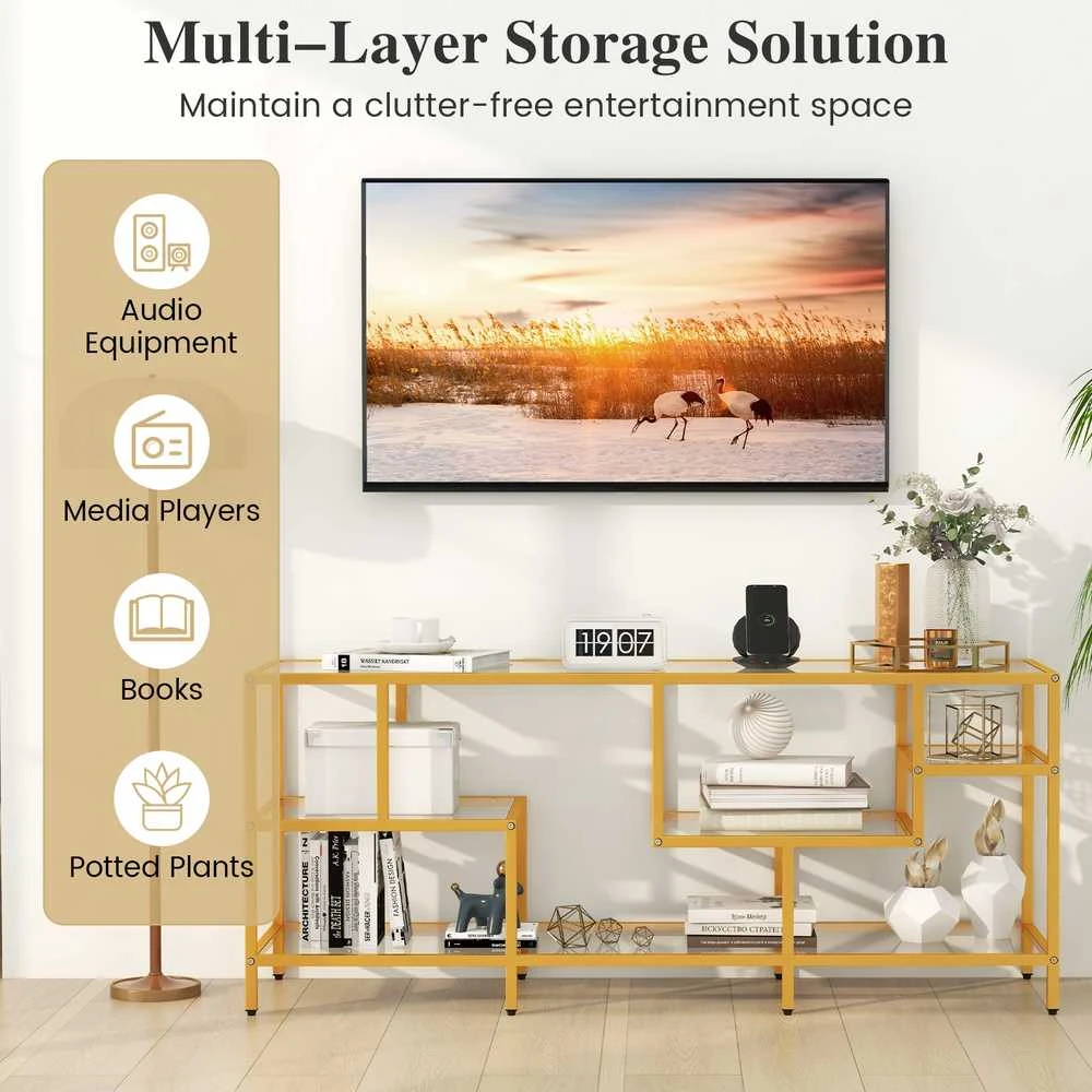 Promotions TV konsolės staliukas, 147,3x40,6x62,2 cm, auksinis