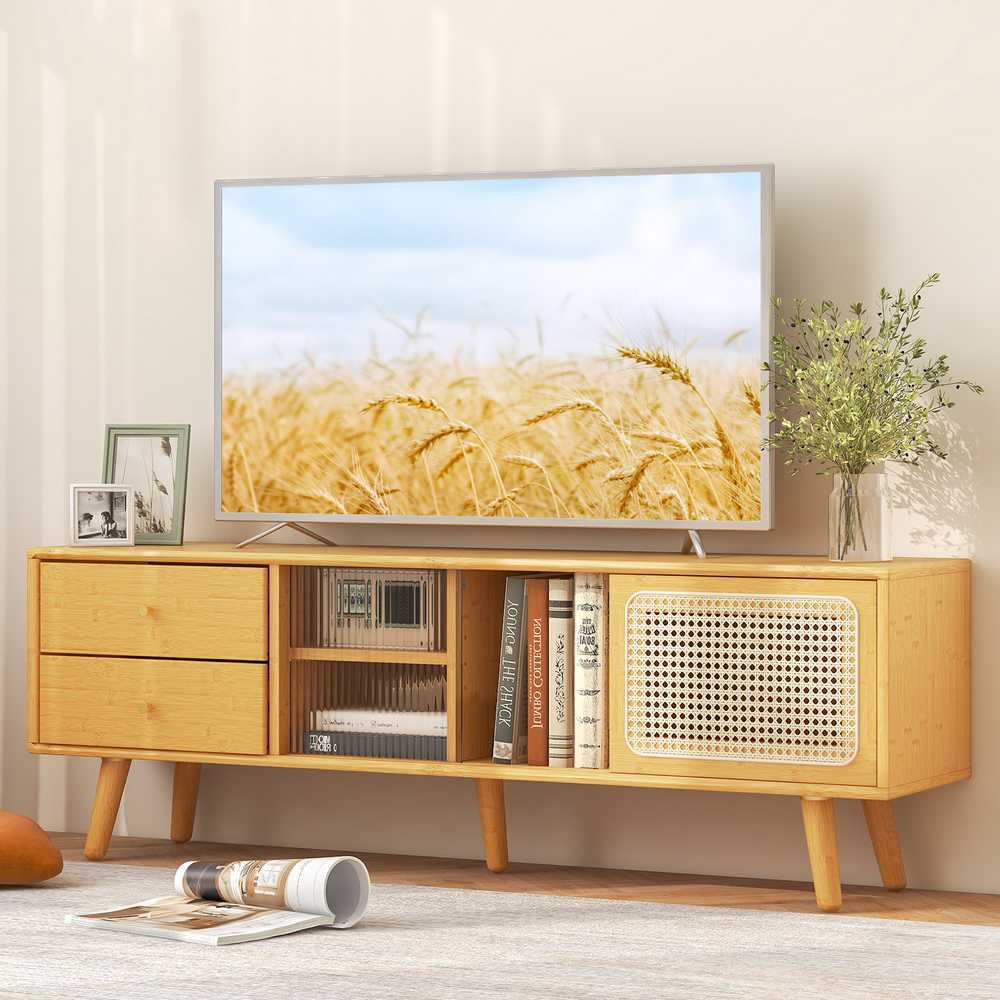 Promotions TV staliukas, bambukas, 139,7x30,5x45,7 cm, natūralus