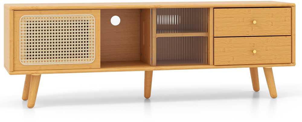 Promotions TV staliukas, bambukas, 139,7x30,5x45,7 cm, natūralus