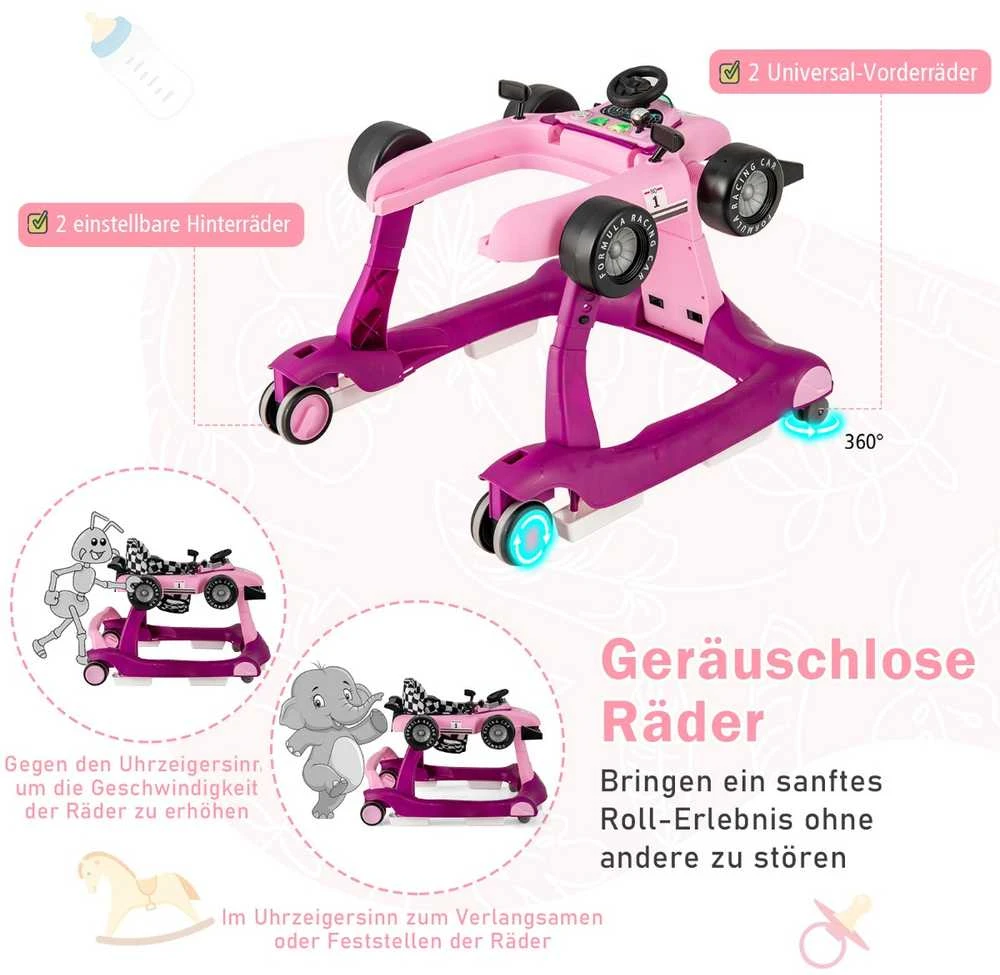 Promotions Vaikiškas vaikštynė, sulankstoma 4 viename, reguliuojamas aukštis, 73x61x55,5 cm, violetinė