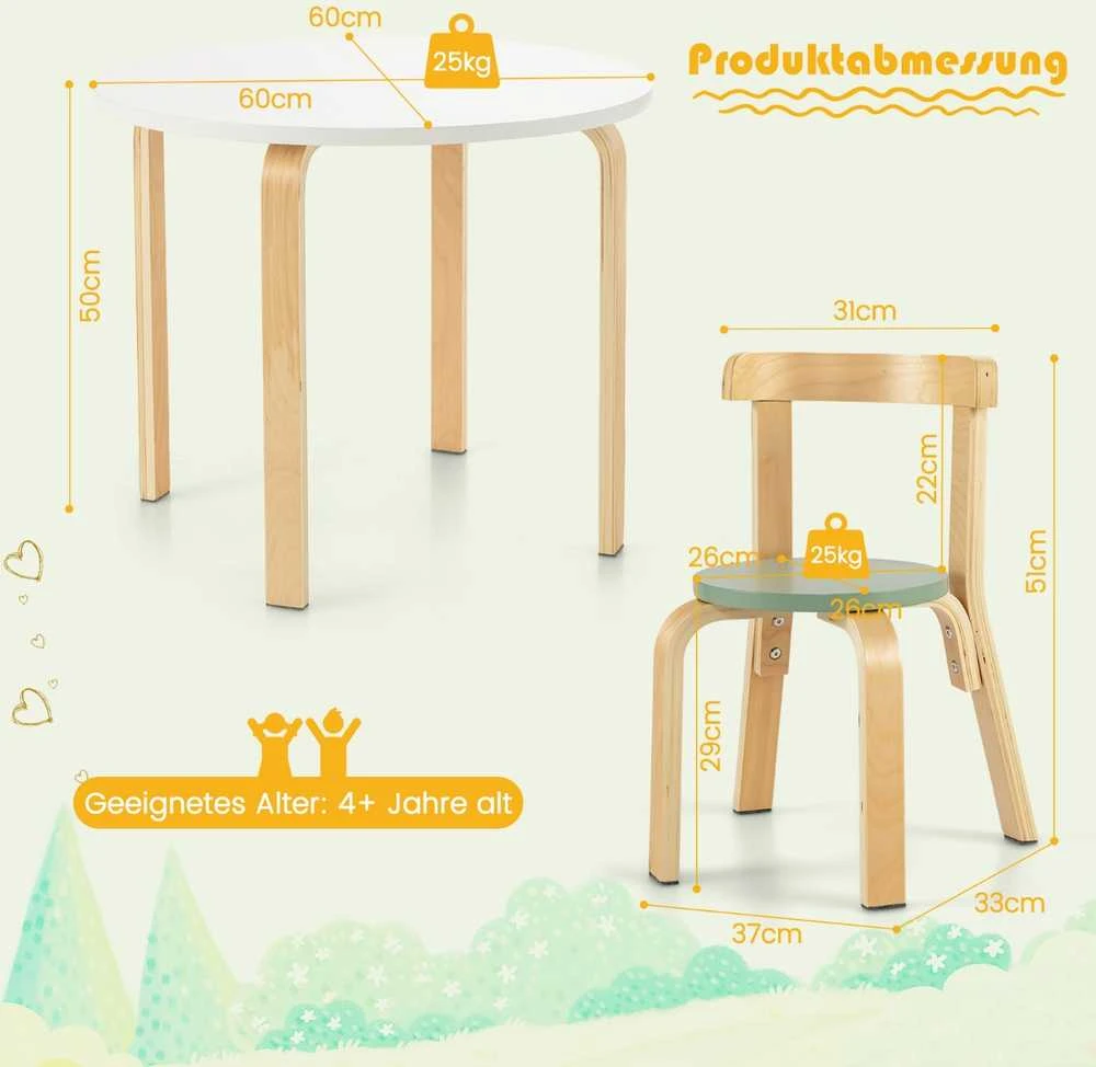 Promotions Vaikiškas stalas ir kėdžių rinkinys, medinis, 60x60x50 cm, spalvotas
