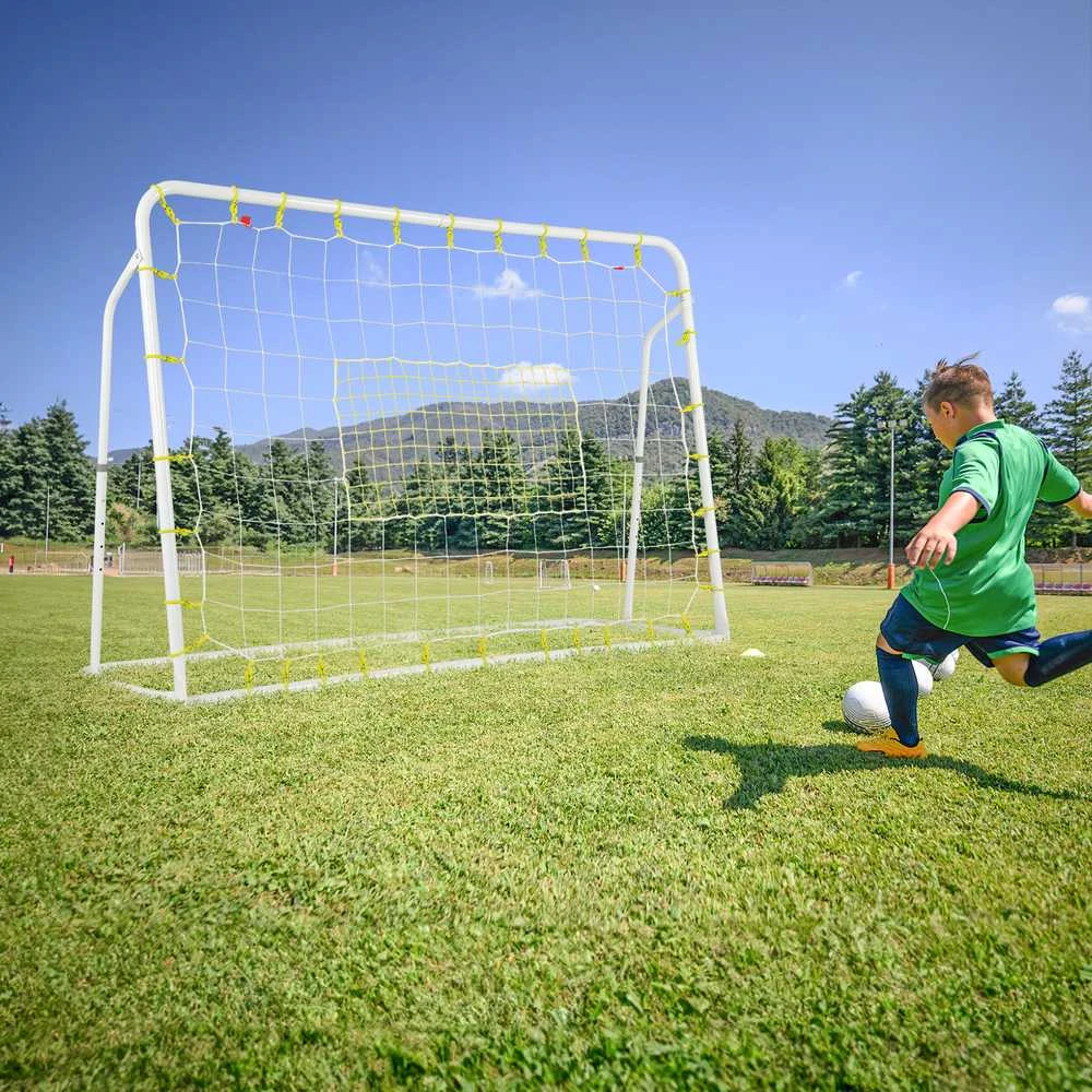 Promotions Vaikiški futbolo vartai su atmušimo tinkleliu, 187x60x102-122,5 cm, balti