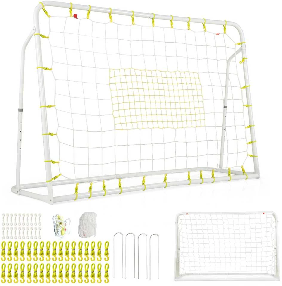 Promotions Vaikiški futbolo vartai su atmušimo tinkleliu, 187x60x102-122,5 cm, balti