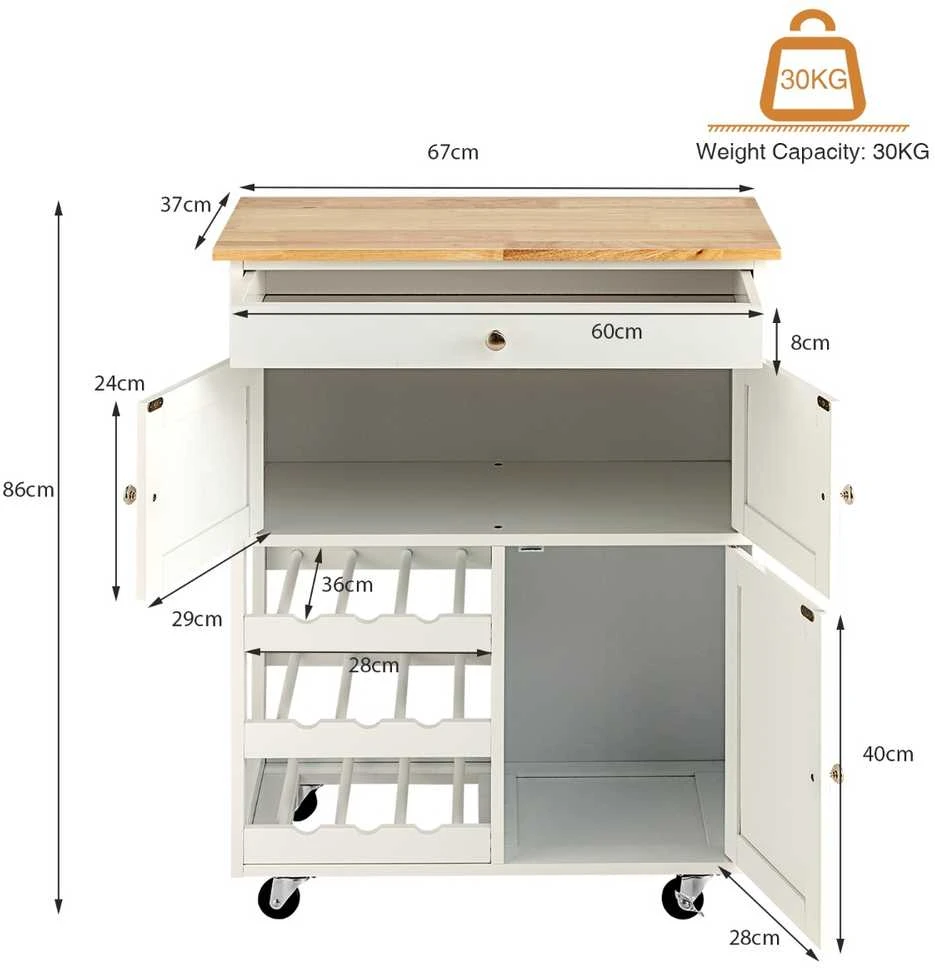 Promotions Virtuvės vežimėlis, 67,3x36,8x86,4 cm, Rudas