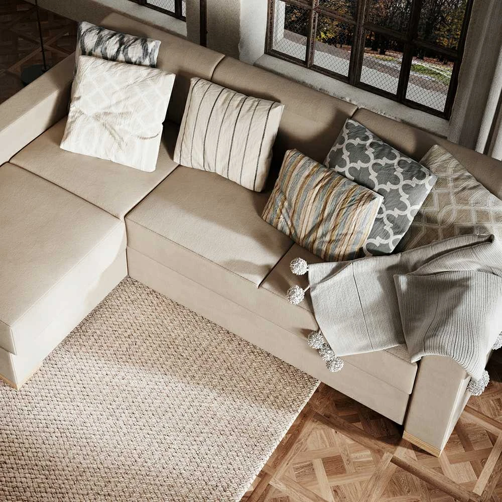 Customform Kampinė Sofa-Lova, STABLE, 95x232 cm, Bežinė