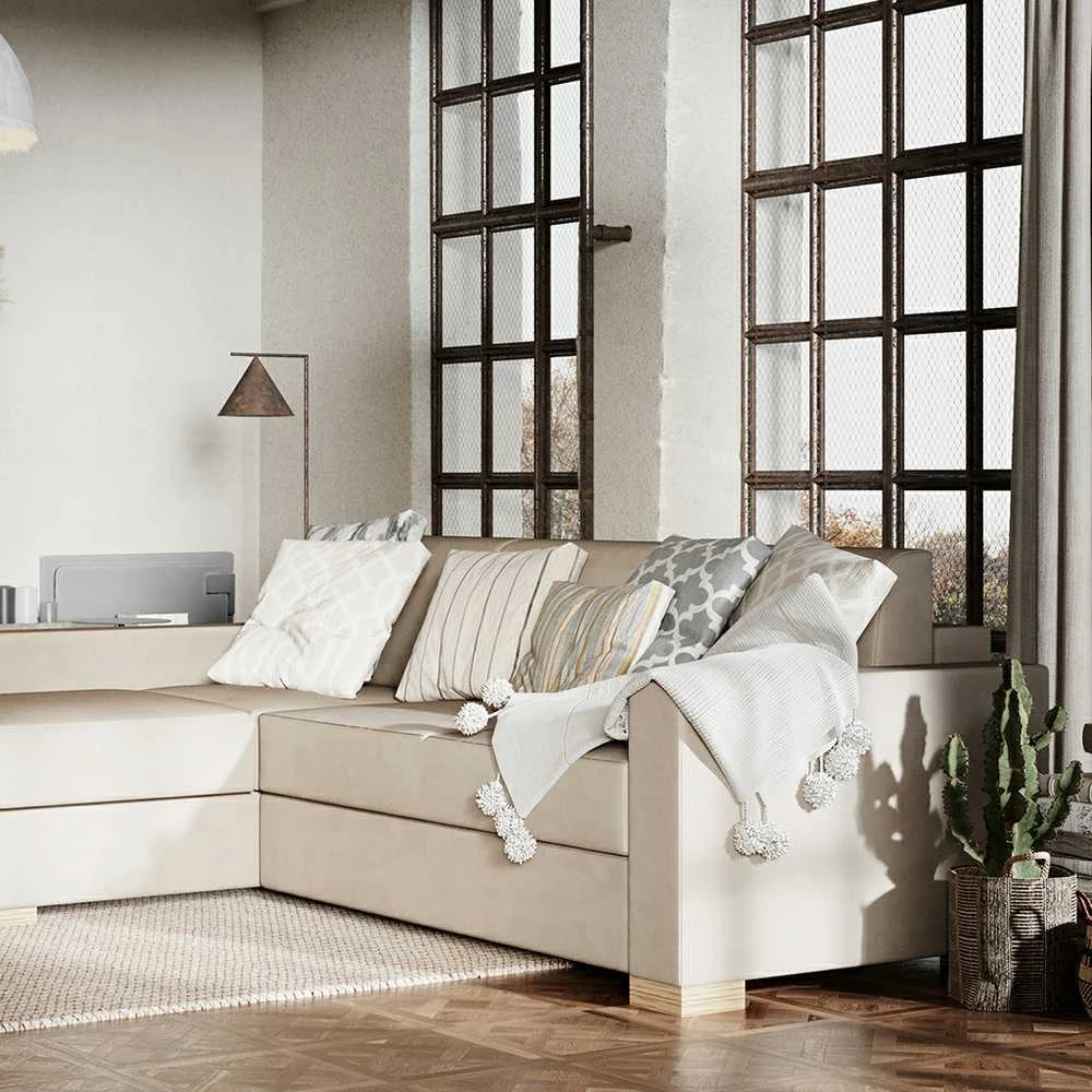 Customform Kampinė Sofa-Lova, STABLE, 95x232 cm, Bežinė