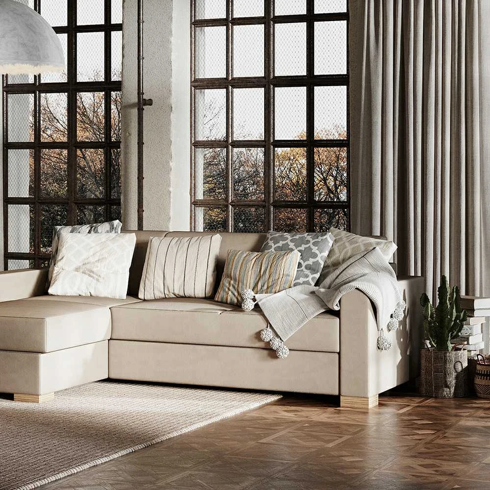 Customform Kampinė Sofa-Lova, STABLE, 95x232 cm, Bežinė