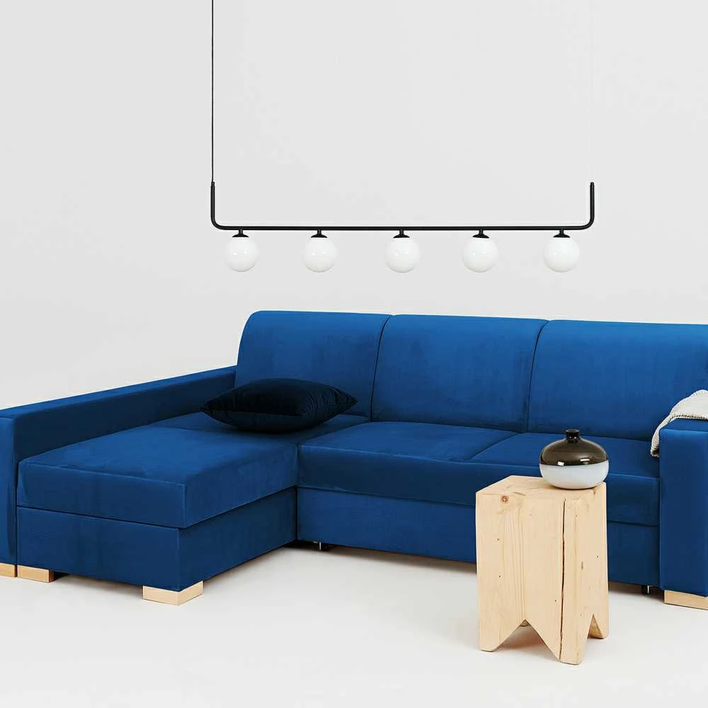 Customform Kampinė Sofa-Lova, STABLE L, 95x232 cm, Spanguolių Mėlyna