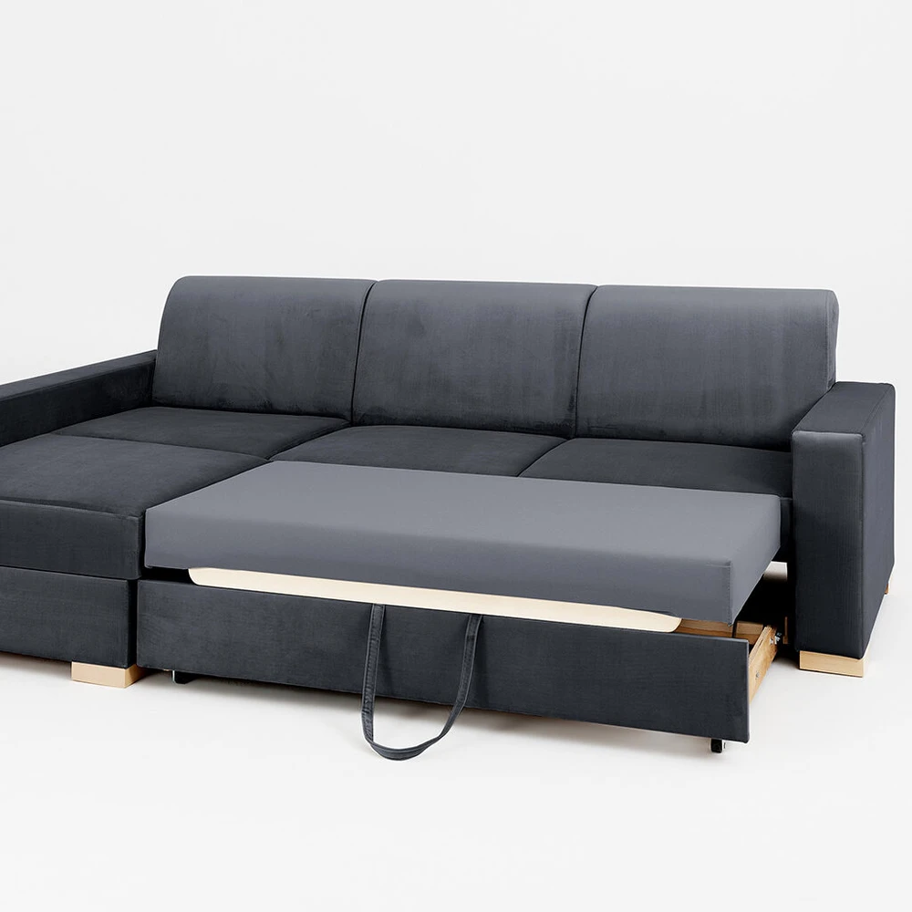 Customform Kampinė Sofa-Lovalaukė, STABLE, 95x232 cm, Pilka Gelsvai Violetinė