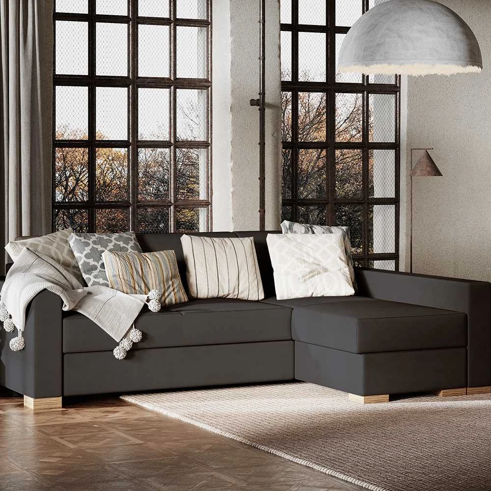 Customform Kampinė Sofa-Lovalaukė, STABLE R, 95x232 cm, Gelsvai Pilka