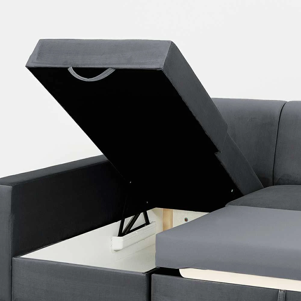 Customform Kampinė Sofa-Lovalaukė, STABLE, 95x232 cm, Pilka Gelsvai Violetinė