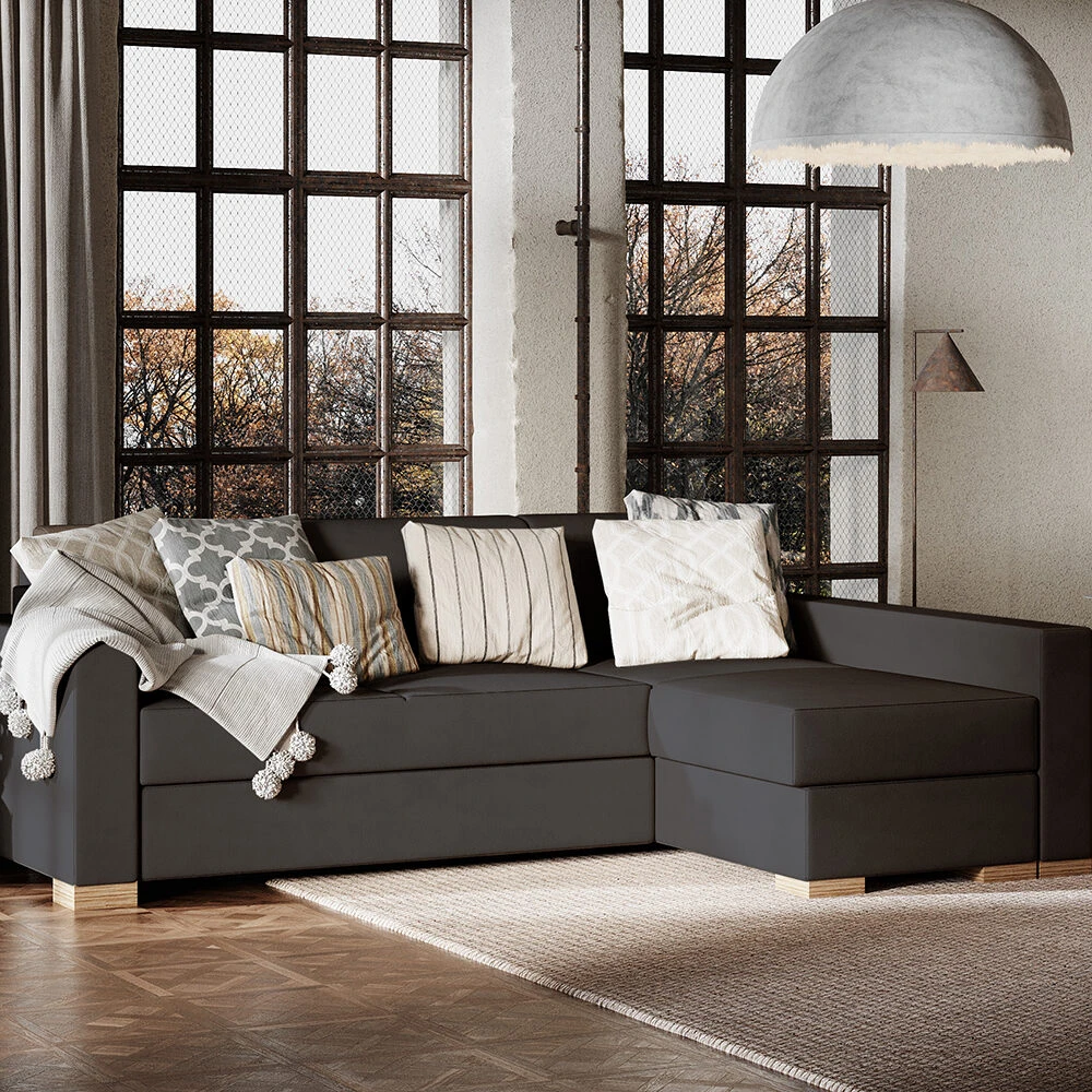 Customform Kampinė Sofa-Lovalaukė, STABLE R, 95x232 cm, Gelsvai Pilka