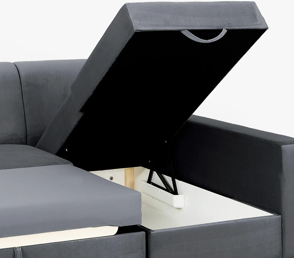 Customform Kampinė Sofa-Lovalaukė, STABLE R, 95x232 cm, Gelsvai Pilka