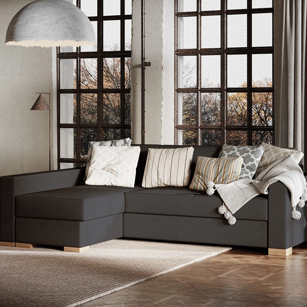 Customform Kampinė Sofa-Lovalaukė, STABLE, 95x232 cm, Pilka Gelsvai Violetinė