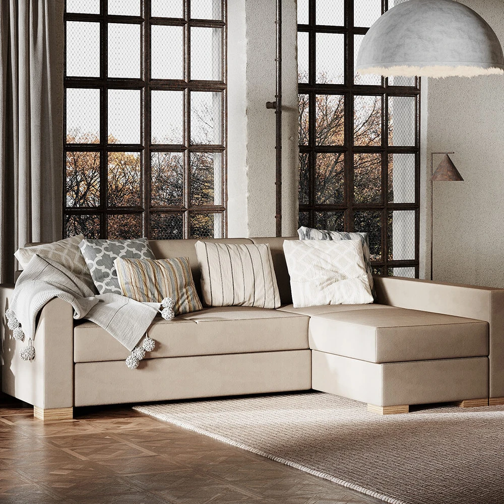 Customform Kampinė Sofa-Lovalaukė, STABLE R, 0.95x2.32 m, Bežinė