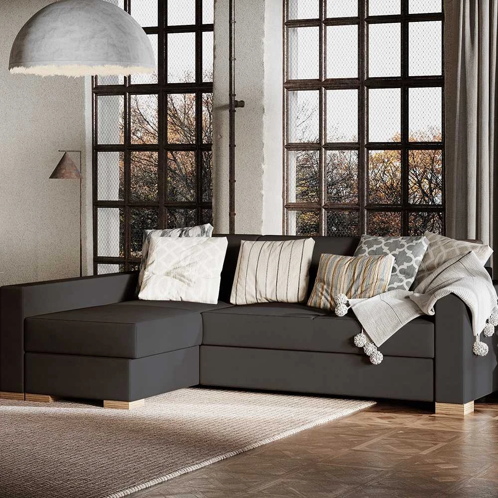 Customform Kampinė Sofa-Lovalaukė, STABLE, 95x232 cm, Pilka Gelsvai Violetinė