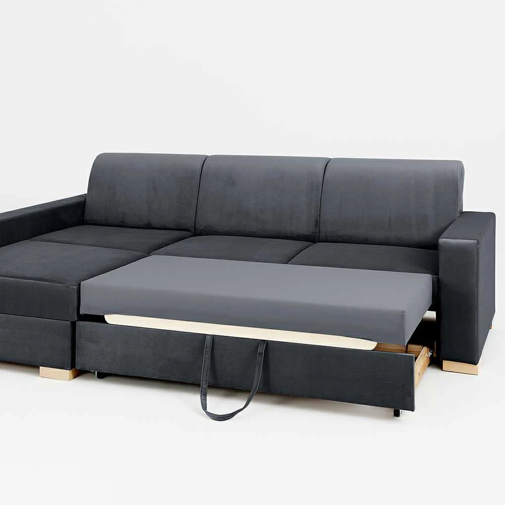 Customform Kampinė Sofa-Lovalaukė, STABLE, 95x232 cm, Pilka Gelsvai Violetinė