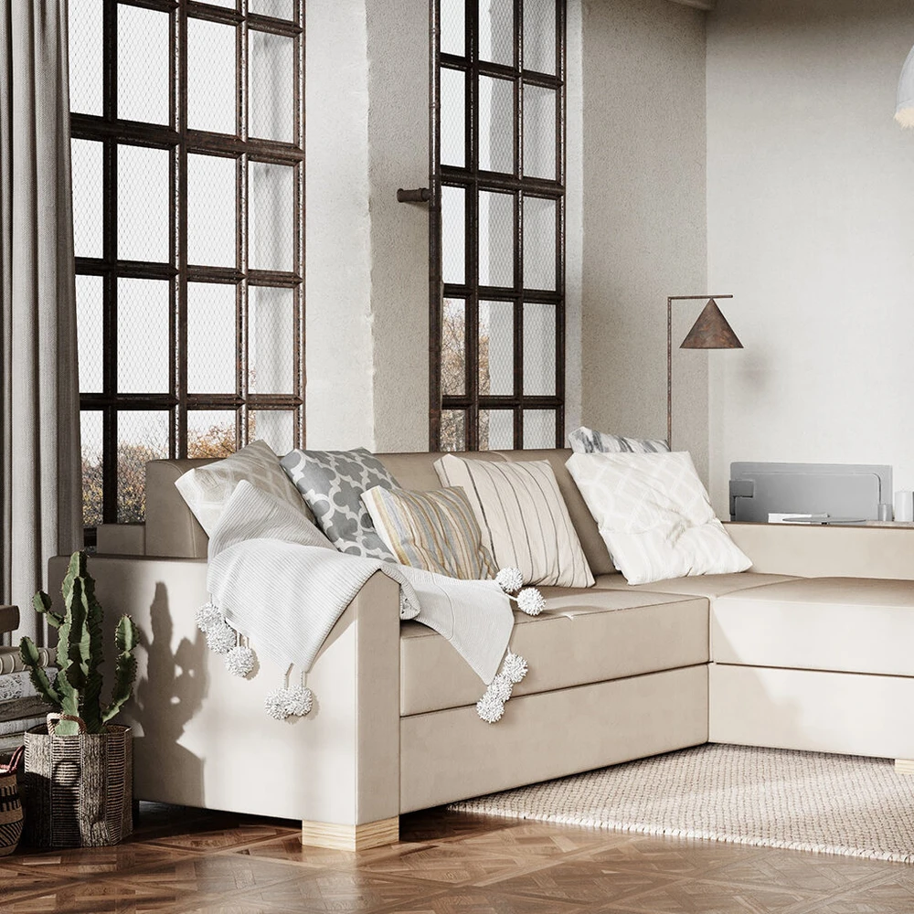 Customform Kampinė Sofa-Lovalaukė, STABLE R, 0.95x2.32 m, Bežinė