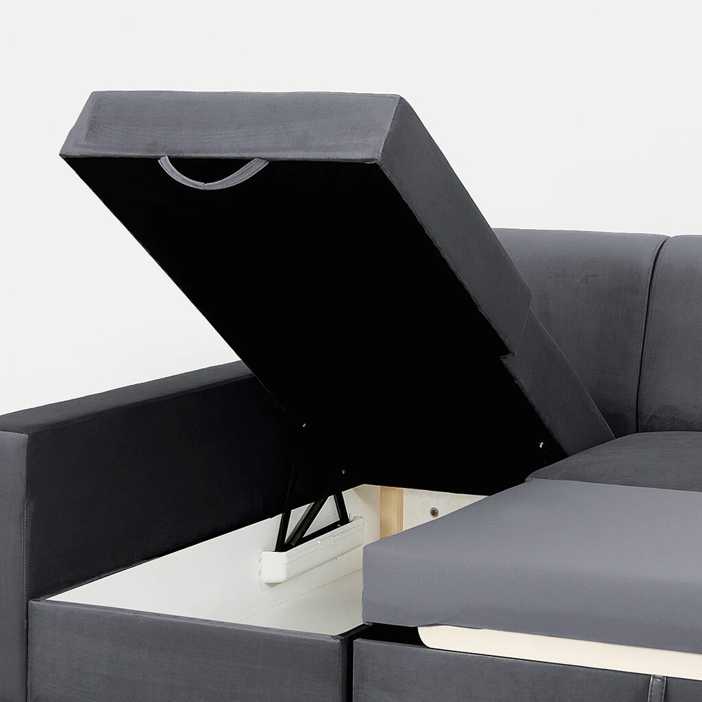 Customform Kampinė Sofa-Lovalaukė, STABLE, 95x232 cm, Pilka Gelsvai Violetinė